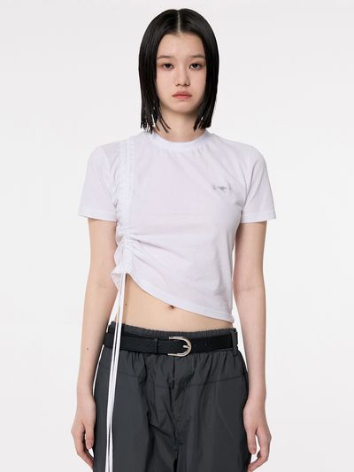 FLARE UP Chiffon Ruched T-Shirt - White