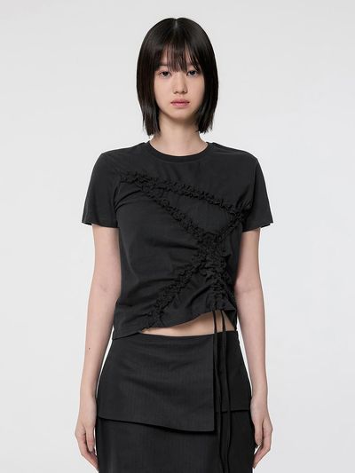 FLARE UP Diagonal Strap T-shirt_Black