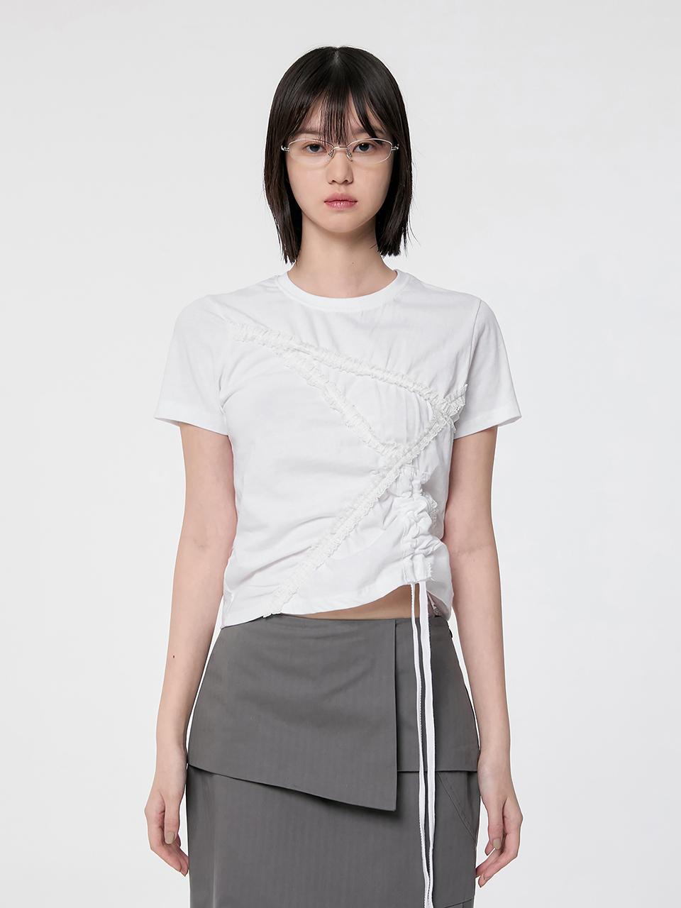FLARE UP Diagonal Strap T-shirt_White
