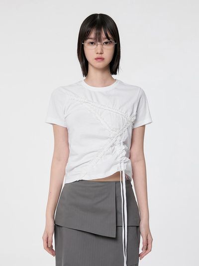FLARE UP Diagonal Strap T-shirt_White