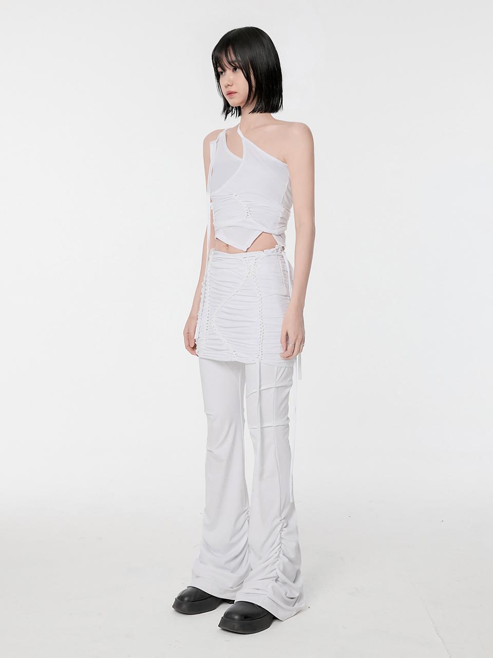 FLARE UP Handmade Twisted Layered Top_White