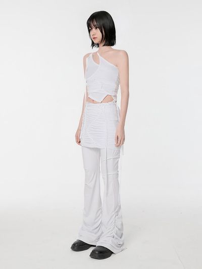 FLARE UP Handmade Twisted Layered Top_White