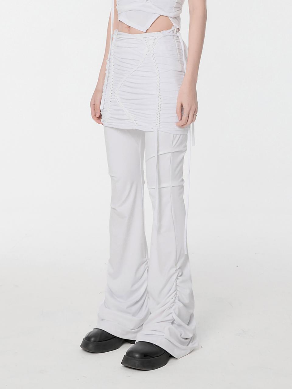 FLARE UP Handmade Twisted Skirt Pants_White