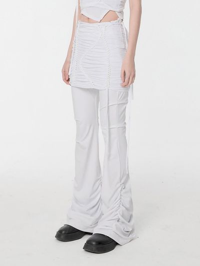 FLARE UP Handmade Twisted Skirt Pants_White