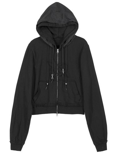 FLARE UP Layered Zip Hoodie (FL - 150_Black)