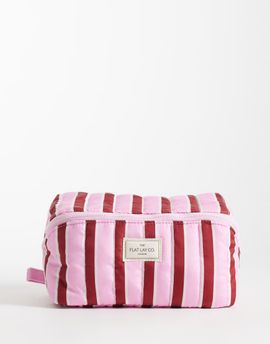 Flat Lay Company Flat Lay London x ASOS Exclusive - Marshmallow Makeup Box Bag in Burgundy + Pink Stripe-Red