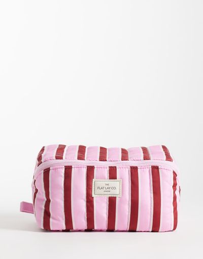 Flat Lay Company Flat Lay London x ASOS Exclusive - Marshmallow Makeup Box Bag in Burgundy + Pink Stripe-Red