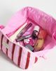 Flat Lay Company Flat Lay London x ASOS Exclusive - Marshmallow Makeup Box Bag in Burgundy + Pink Stripe-Red - 2