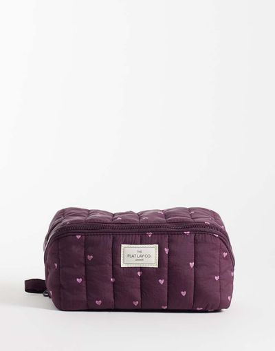 Flat Lay Company The Flat Lay Co. Marshmallow Flat Lay Makeup Box Bag - Chocolate Plum-Brown