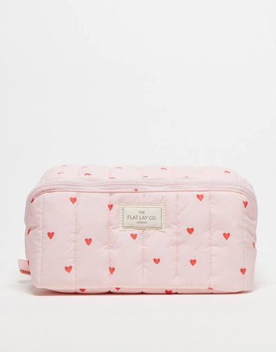 Flat Lay Company The Flat Lay Co. Marshmallow Makeup Bag - Sweet Pink Hearts