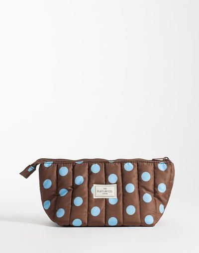 Flat Lay Company The Flat Lay Co. x ASOS Exclusive - Essential Makeup Pouch in Brown + Blue Spots
