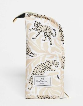 Flat Lay Company The Flat Lay Co. X ASOS EXCLUSIVE Standing Makeup Brush Case in Neutral Cheetahs