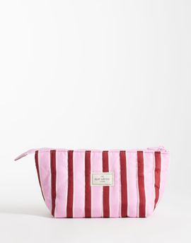 Flat Lay Company The Flat Lay Co. x ASOS Exclusive Stripe - Essential Makeup Pouch in Burgundy + Pink Stripe-Red