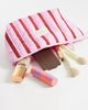 Flat Lay Company The Flat Lay Co. x ASOS Exclusive Stripe - Essential Makeup Pouch in Burgundy + Pink Stripe-Red - 2