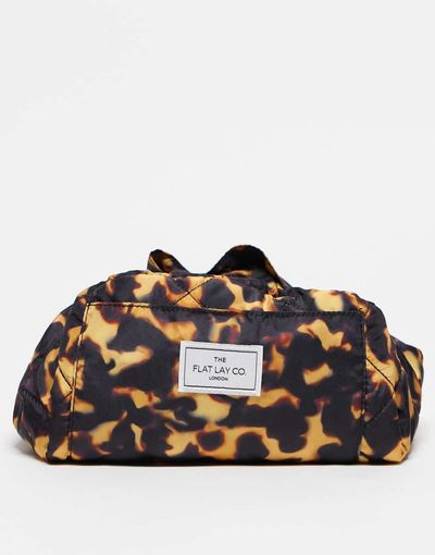 Flat Lay Company The Flat Lay Co.x ASOS EXCLUSIVE Drawstring Makeup Bag in Tortoise Shell-Brown