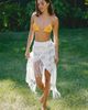 Flat White Lace Fringe Sarong - 1