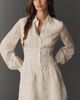 Flat White Waisted Mini Shirt Dress - 1