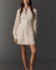Flat White Waisted Mini Shirt Dress - 3
