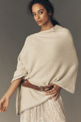 Flat White Whipstitch Poncho