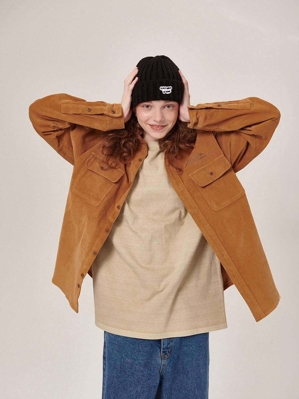Flatwave in Seoul Logo Boy Cotton Corduroy Shirt [Brown]