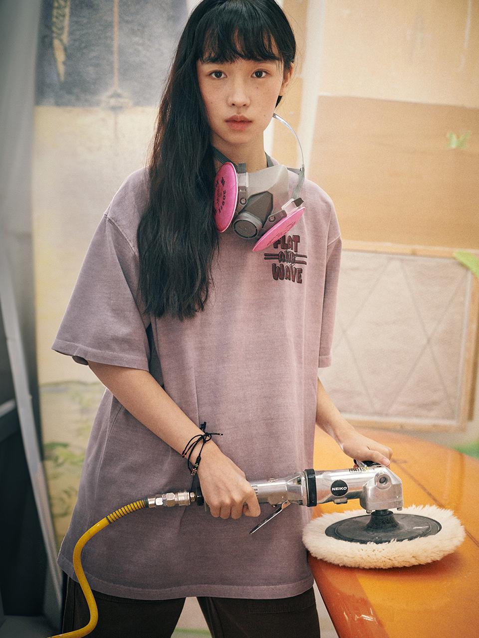 Flatwave in Seoul Pigment Dyed Cotton Vintage T-shirt [PURPLE]