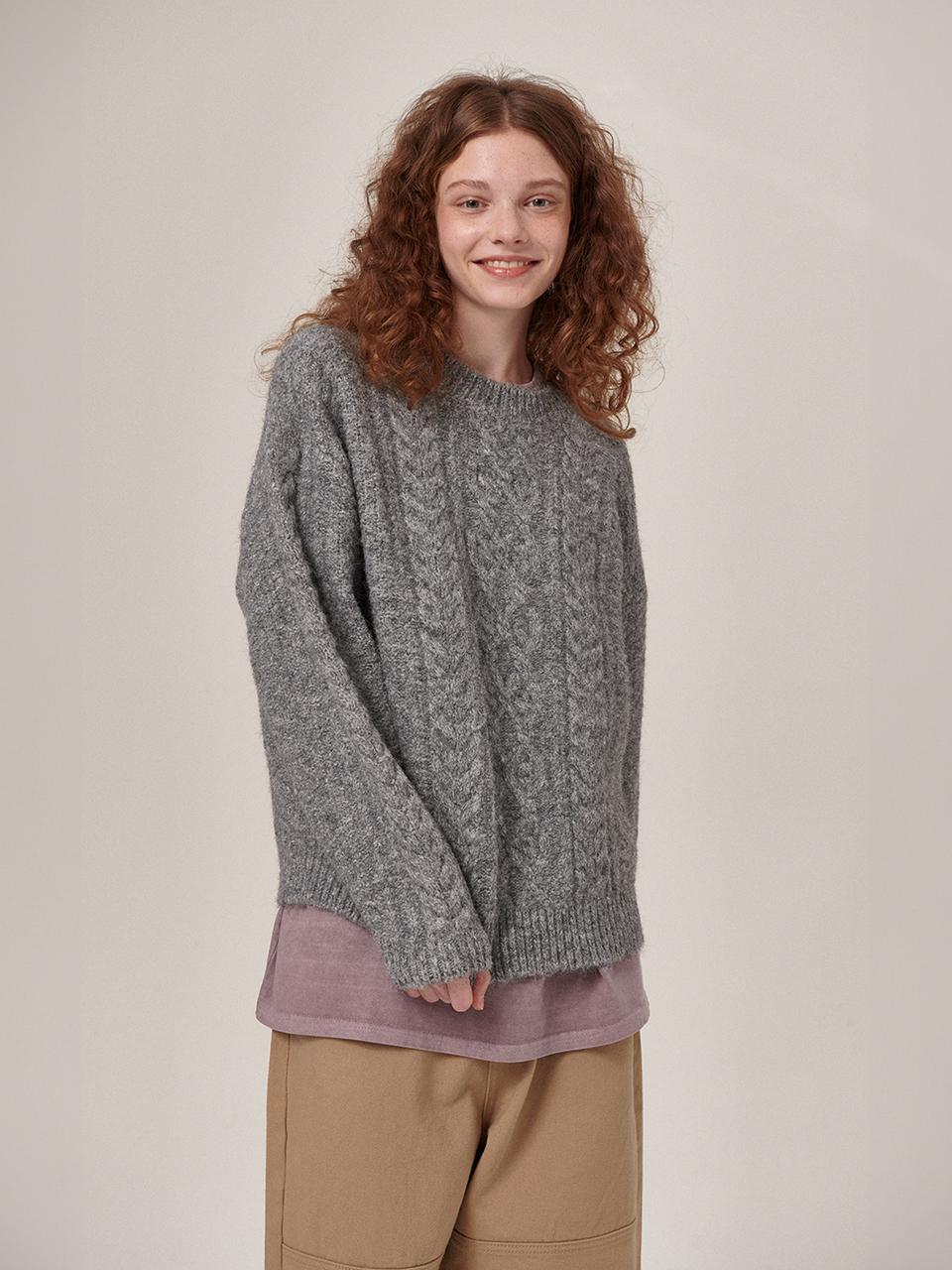 Flatwave in Seoul Wool Fisherman Round Knit [Grey]