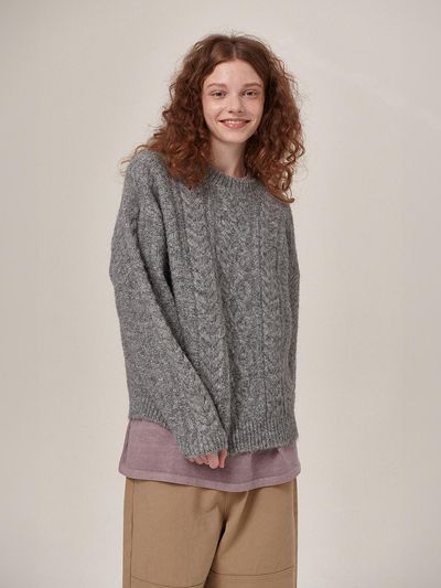 Flatwave in Seoul Wool Fisherman Round Knit [Grey]