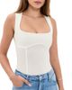 Fleur du Mal Fleur du Mal Cotton Scoop Neck Thong Bodysuit Ivory - 1