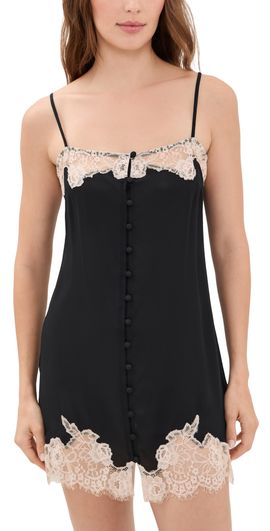 Fleur du Mal Fleur du Mal Juliet Button Silk Slip Black