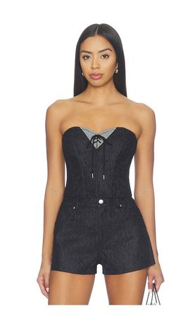 fleur du mal fleur du mal Lace Denim Bustier