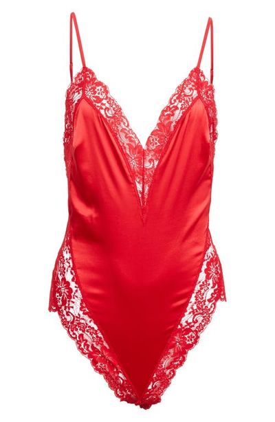 Fleur Du Mal Fleur Du Mal Lace Trim Silk Blend Teddy
