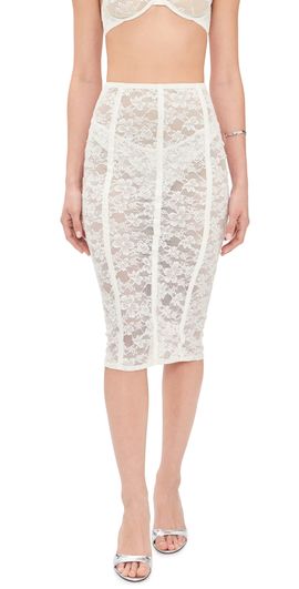 Fleur du Mal Fleur du Mal Le Stretch Lace Pencil Skirt Ivory