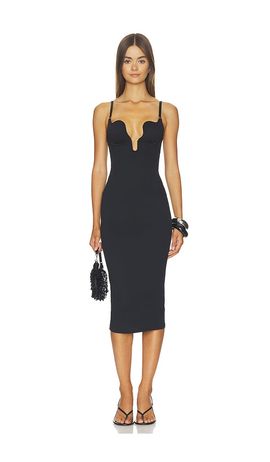 fleur du mal fleur du mal Le Stretch Micro U-plunge Midi Dress