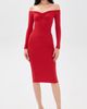 Fleur du Mal Fleur du Mal Off Shoulder Hourglass Rib Midi Dress Rouge - 2