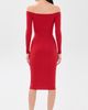 Fleur du Mal Fleur du Mal Off Shoulder Hourglass Rib Midi Dress Rouge - 3