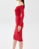 Fleur du Mal Fleur du Mal Off Shoulder Hourglass Rib Midi Dress Rouge - 4