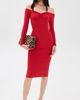 Fleur du Mal Fleur du Mal Off Shoulder Hourglass Rib Midi Dress Rouge - 5