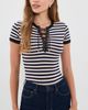 Fleur du Mal Fleur du Mal Ringer Lace Up Bodysuit Black Sand Stripe - 2