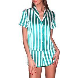 Fleur Du Mal Fleur Du Mal Riviera Stripe Satin Pajama Top 