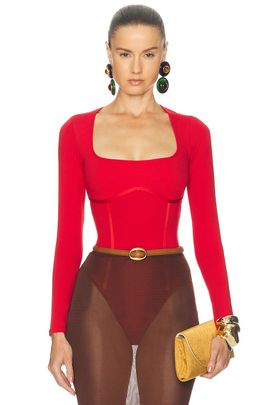 fleur du mal fleur du mal Scoop Neck Long Sleeve Bodysuit