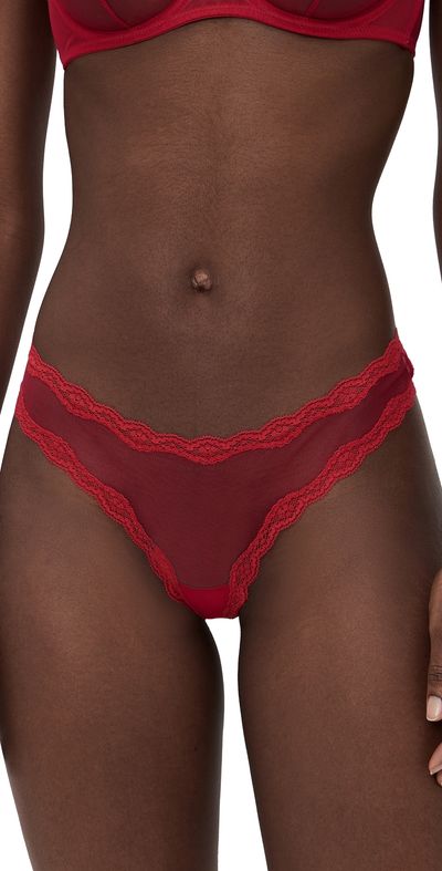 Fleur du Mal Fleur du Mal Sheer Tulle Thong Rouge