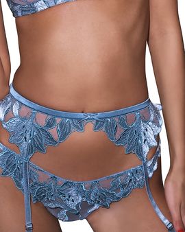 Fleur Du Mal Fleur du Mal Velvet Lily Embroidered Garter Belt