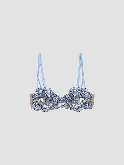 Fleur du Mal Women's Hydrangea Embroidery Balconette Bra