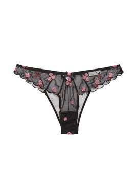 Fleur du Mal Women's Rose Vine Embroidered Cheeky Panty
