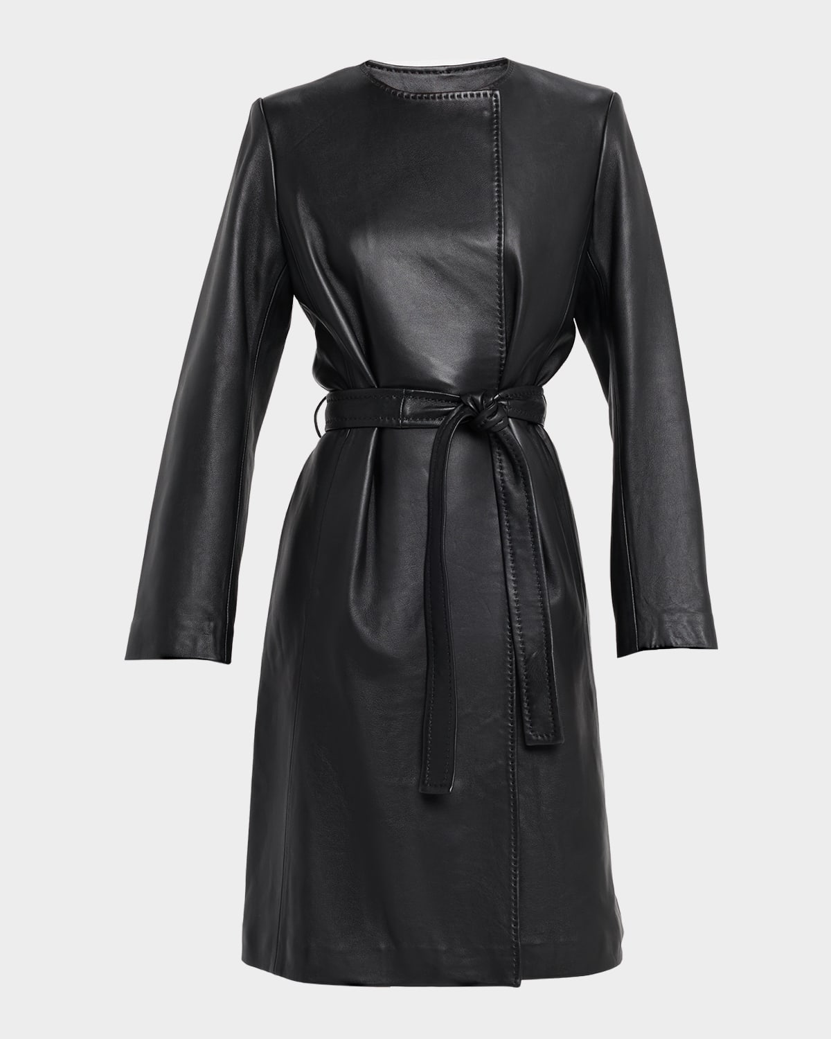 Fleurette Evelyn Leather Wrap Coat