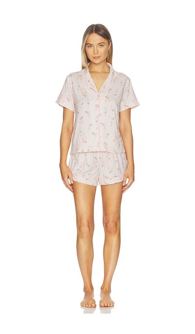 Flora Nikrooz Flora Nikrooz Printed Knit Notch And Short Set
