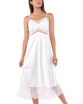 Flora Nikrooz Flora Nikrooz Skyler Lace Trim Satin Gown