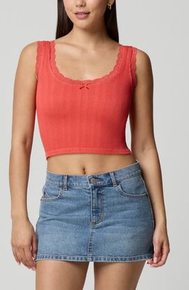 Florence by Mills Florence by Mills Lace Trim Crop Tank