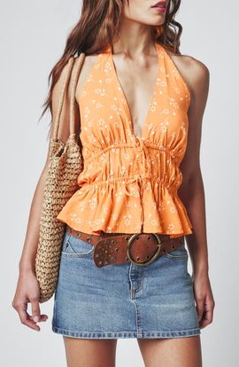Florence by Mills Florence by Mills Tie Front Halter Top
