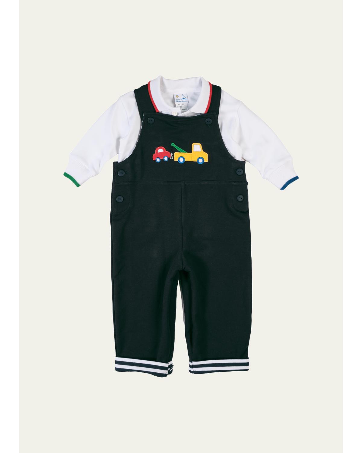 Florence Eiseman Baby Boy's 2-Piece French Terry Knit Polo Shirt & Overalls Set